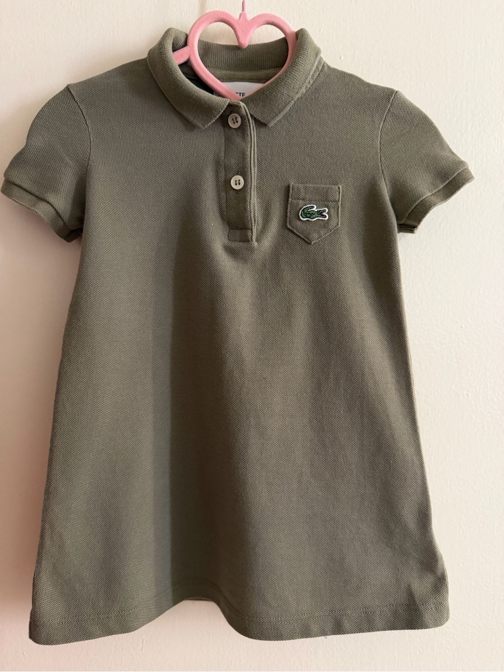 Lacoste Kids Olive Polo Dress with Crocodile Patch size 2 like new worn one only